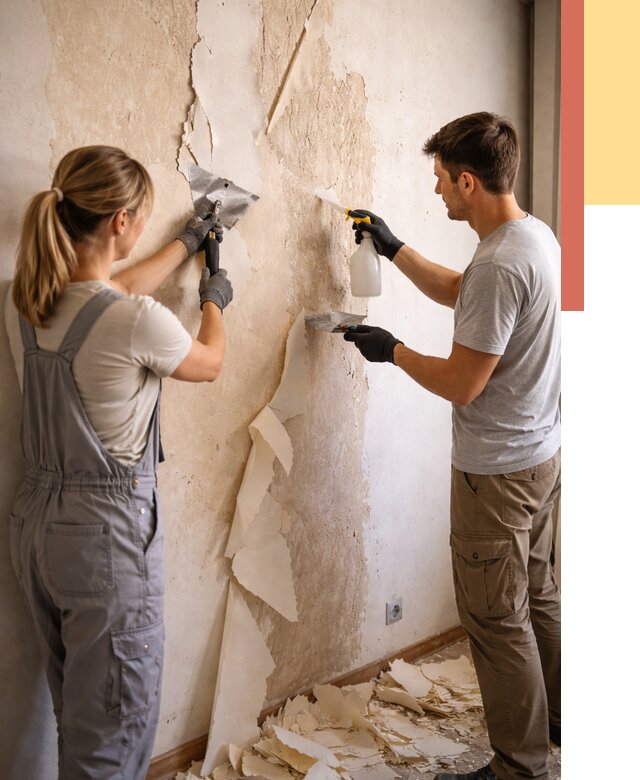 Снятие старых обоев в Еманжелинске от 5392 руб. под ключ недорого | ОТДЕЛОЧНИК-Мнж