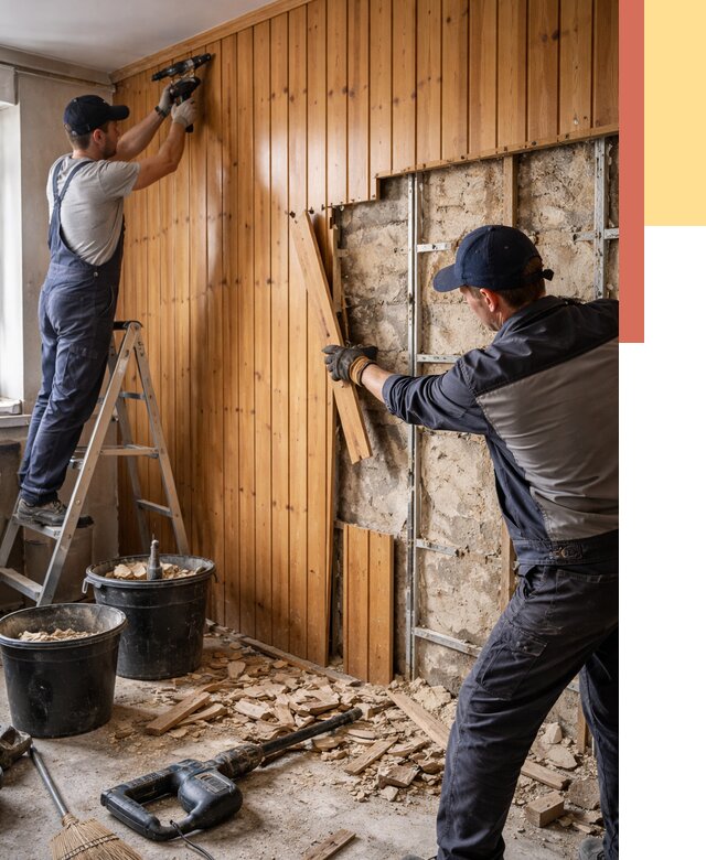 Демонтаж вагонки со стен в Еманжелинске от 1489 руб. — снятие, удаление, срочно | ОТДЕЛОЧНИК-Мнж