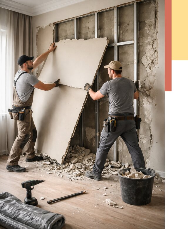 Демонтаж гипсокартона со стен в Еманжелинске от 359 руб. — услуги демонтажа | ОТДЕЛОЧНИК-Мнж