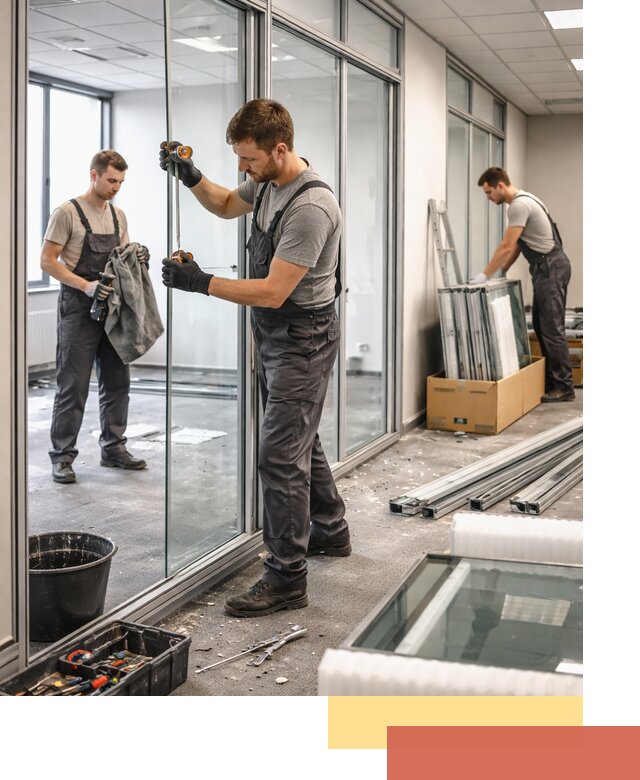 Демонтаж стеклянных перегородок в Еманжелинске быстро и безопасно