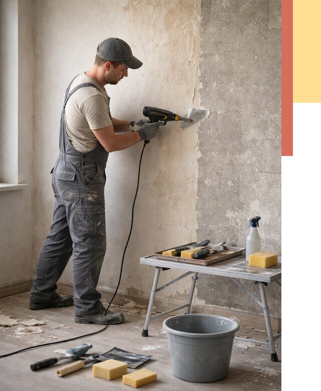 Очистка стен от клея в Еманжелинске от 1900 руб. — снятие и удаление клея со стен | ОТДЕЛОЧНИК-Мнж