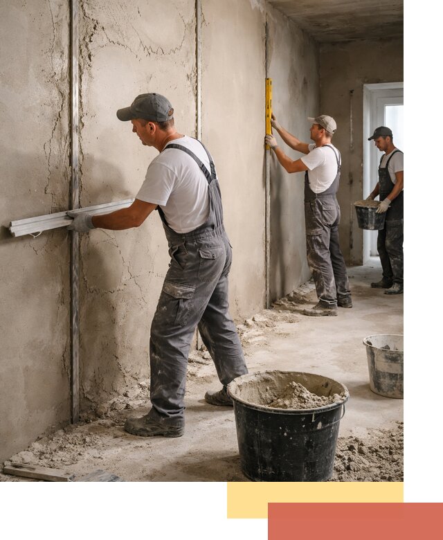 Штукатурка стен по маякам в Еманжелинске — точная и ровная поверхность