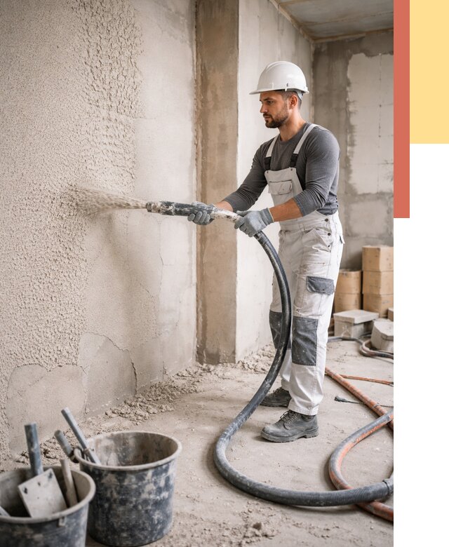 Машинная штукатурка стен в Еманжелинске под ключ от 6676 руб./м2 | ОТДЕЛОЧНИК-Мнж