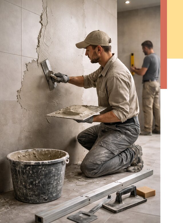 Штукатурка стен в ванной в Еманжелинске от 4622 руб./м² — выравнивание под ключ | ОТДЕЛОЧНИК-Мнж