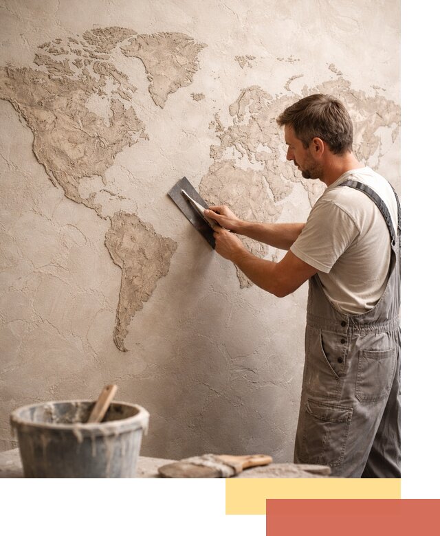 Декоративная штукатурка «Карта мира» под ключ в Еманжелинске