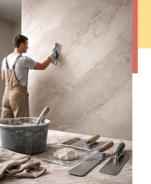 Декоративная штукатурка под мрамор в Еманжелинске от 2876 руб./м² — быстро и недорого | ОТДЕЛОЧНИК-Мнж