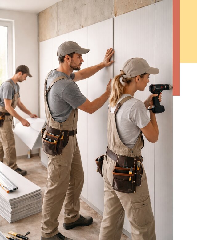 Монтаж ПВХ панелей на стены в Еманжелинске от 462 руб/м2 — быстро и недорого | ОТДЕЛОЧНИК-Мнж