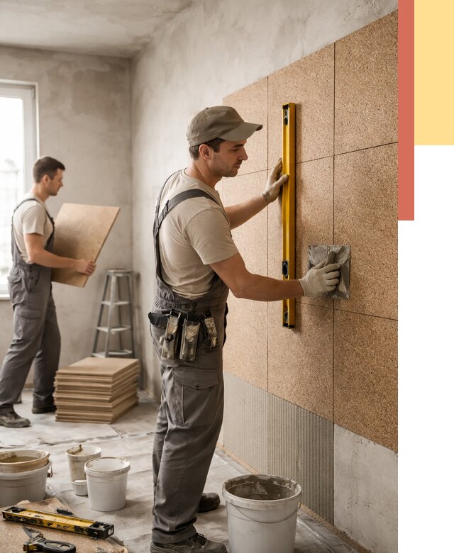 Монтаж пробковых панелей на стены в Еманжелинске от 3595 руб. — ОТДЕЛОЧНИК-Мнж