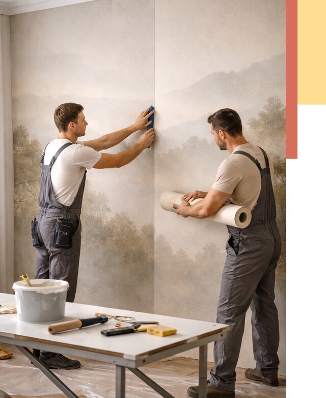 Поклейка фотообоев в Еманжелинске от 8730 руб/м² — быстро и недорого | ОТДЕЛОЧНИК-Мнж