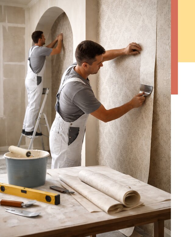 Поклейка обоев на сложные стены в Еманжелинске от 2876 руб. под ключ | ОТДЕЛОЧНИК-Мнж