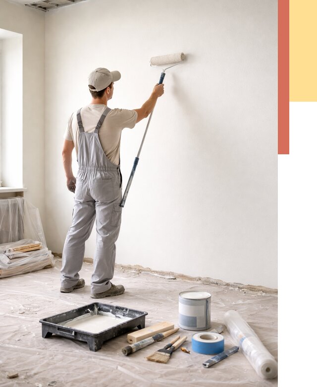 Покраска стен водоэмульсионной краской в Еманжелинске от 462 руб. за м² | ОТДЕЛОЧНИК-Мнж