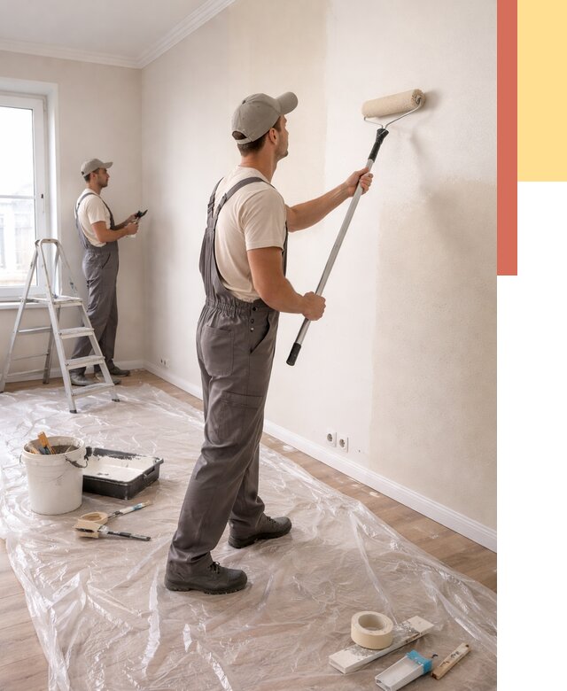 Покраска стен акриловой краской в Еманжелинске от 3595 руб./м² — быстро и недорого | ОТДЕЛОЧНИК-Мнж