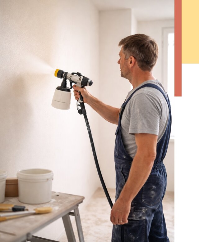 Покраска стен краскопультом в Еманжелинске от 7703 руб. — механизированная покраска | ОТДЕЛОЧНИК-Мнж