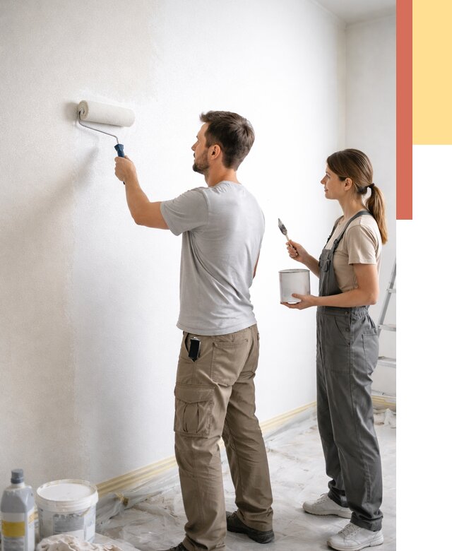 Окраска стен по стеклохолсту в Еманжелинске от 4622 руб/м² под ключ | ОТДЕЛОЧНИК-Мнж