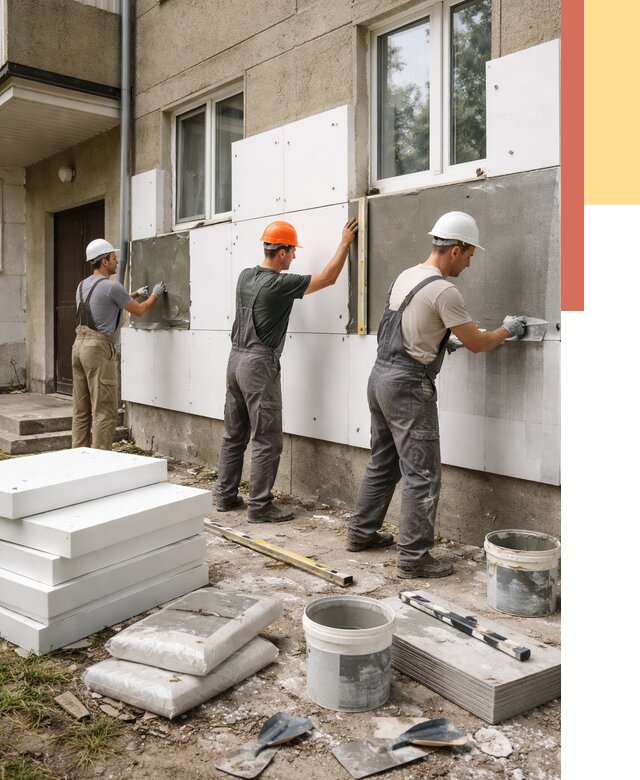 Утепление стен пенопластом в Еманжелинске от 1797 руб. — недорого и под ключ | ОТДЕЛОЧНИК-Мнж