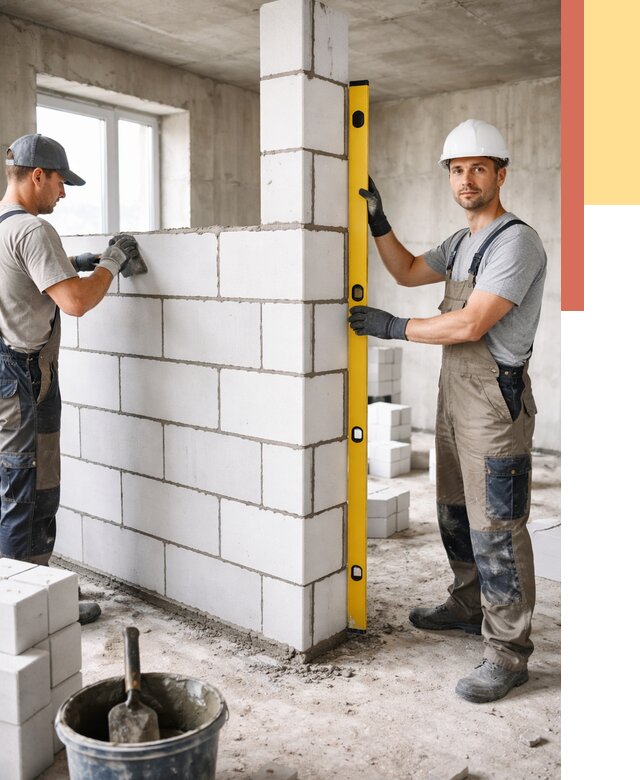 Кладка перегородок из пеноблока в Еманжелинске от 1849 руб. под ключ | ОТДЕЛОЧНИК-Мнж