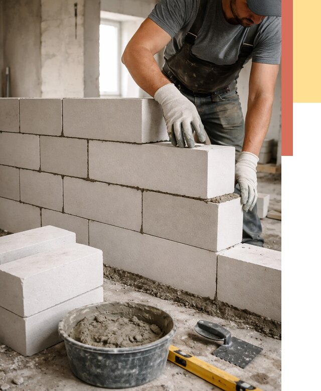 Кладка перегородок из силикатного блока в Еманжелинске от 4108 руб. под ключ | ОТДЕЛОЧНИК-Мнж