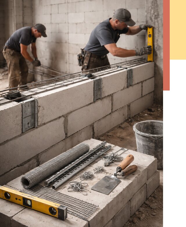 Армирование кладки перегородок в Еманжелинске от 770 руб. под ключ | ОТДЕЛОЧНИК-Мнж