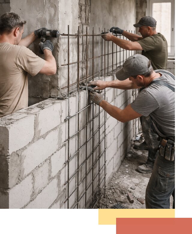 Армирование кладки перегородок в Еманжелинске профессионально и надёжно