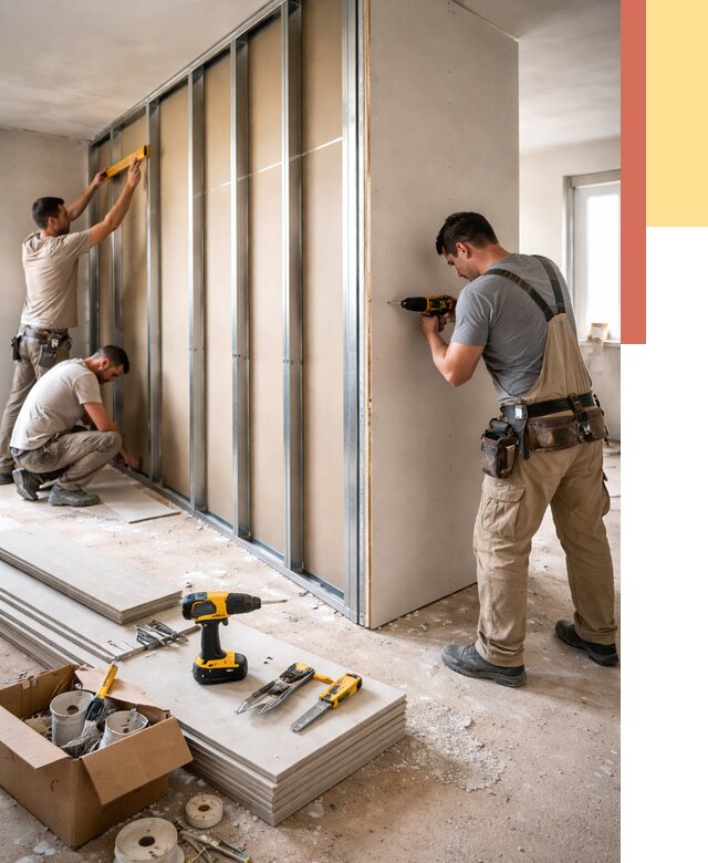 Монтаж однослойной перегородки из гипсокартона в Еманжелинске от 668 руб. | ОТДЕЛОЧНИК-Мнж