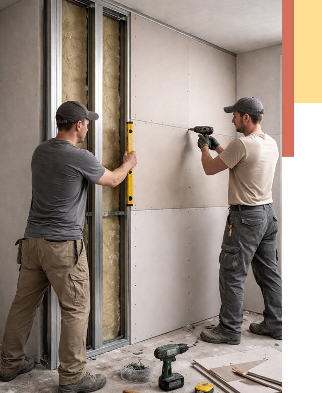 Монтаж двухслойной перегородки из гипсокартона в Еманжелинске от 1489 руб. | ОТДЕЛОЧНИК-Мнж