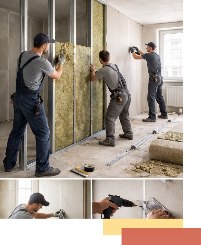 Перегородка из гипсокартона с шумоизоляцией в Еманжелинске — монтаж под ключ