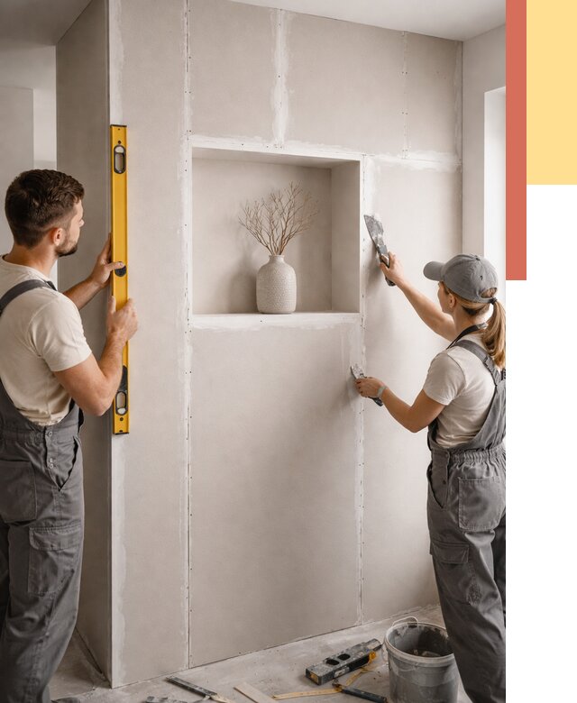 Перегородка из гипсокартона с нишей в Еманжелинске от 3338 руб. под ключ | ОТДЕЛОЧНИК-Мнж