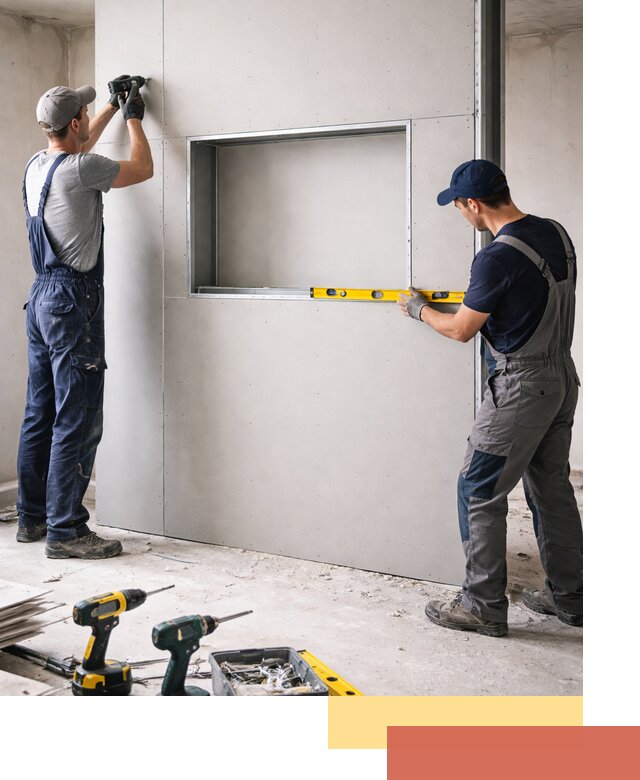 Перегородка из гипсокартона с нишей под декор в Еманжелинске