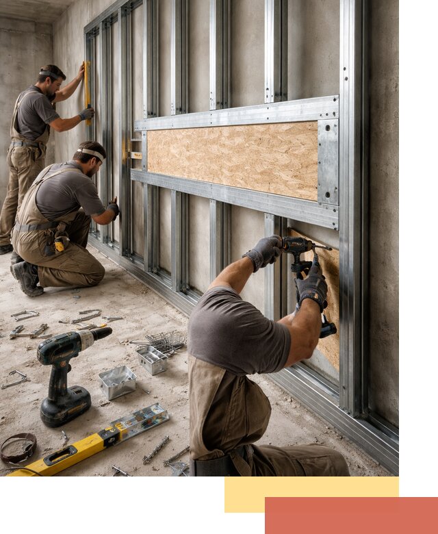 Усиленная перегородка для крепления тяжёлых конструкций в Еманжелинске