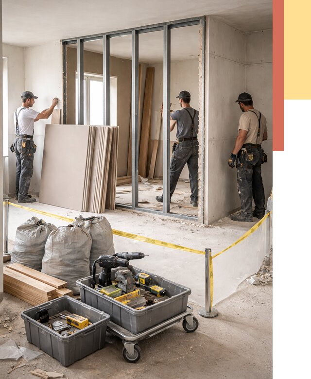 Перенос гипсокартонной перегородки в Еманжелинске под ключ от 4622 руб. | Демонтаж и монтаж – ОТДЕЛОЧНИК-Мнж