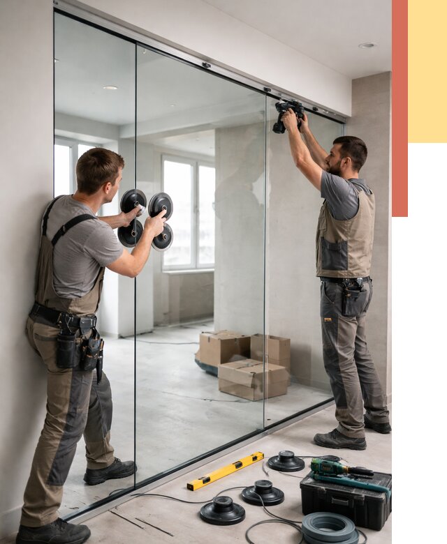 Монтаж стеклянных перегородок в Еманжелинске от 6676 руб. | ОТДЕЛОЧНИК-Мнж