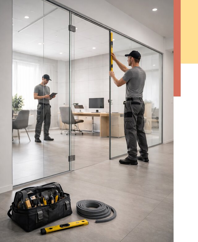 Цельностеклянные перегородки под ключ в Еманжелинске от 9757 руб. — монтаж и цены | ОТДЕЛОЧНИК-Мнж