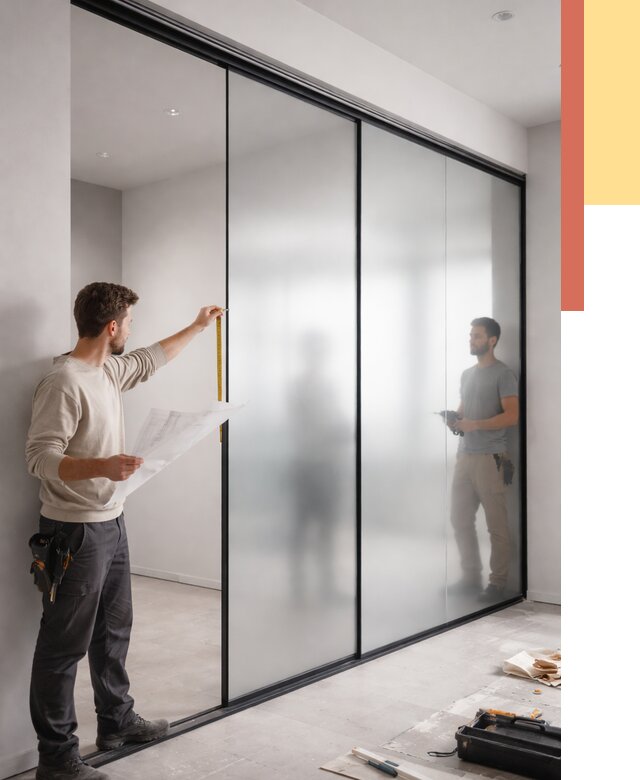 Матовые стеклянные перегородки в Еманжелинске от 8730 руб. — монтаж и установка | ОТДЕЛОЧНИК-Мнж