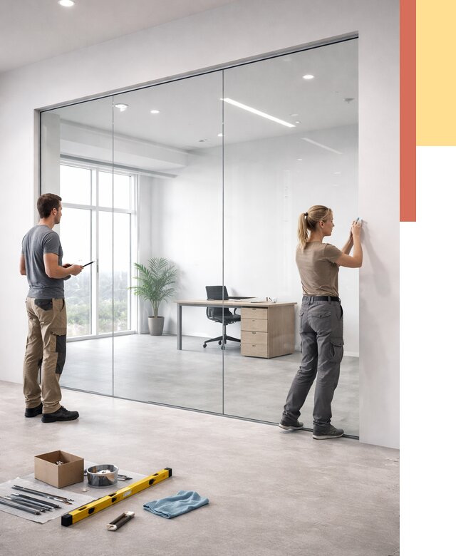 Перегородки из закаленного стекла в Еманжелинске от 9757 руб. под ключ | ОТДЕЛОЧНИК-Мнж