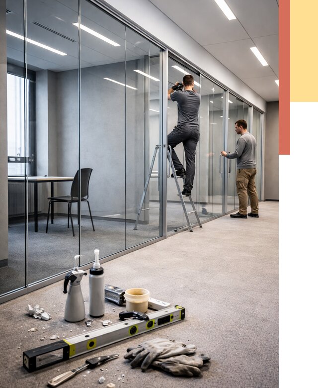 Стеклянные офисные перегородки в Еманжелинске от 8730 руб. — монтаж и установка | ОТДЕЛОЧНИК-Мнж