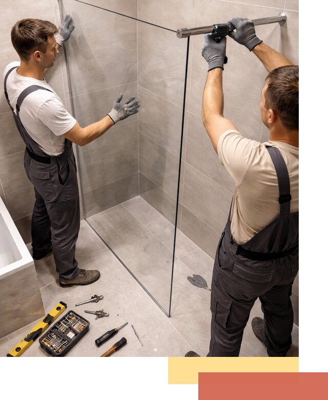 Стеклянные перегородки для душа в Еманжелинске — изготовление и монтаж