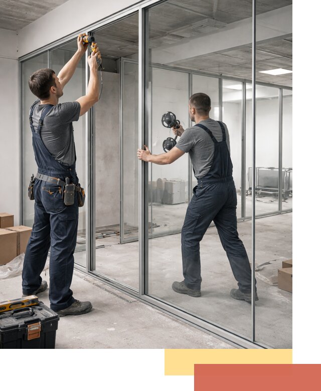 Алюминиевые перегородки со стеклом в Еманжелинске — изготовление и монтаж