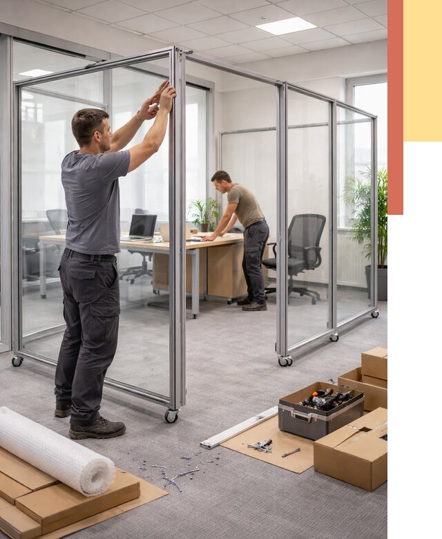 Мобильные офисные перегородки в Еманжелинске от 12839 руб. — установка под ключ | ОТДЕЛОЧНИК-Мнж