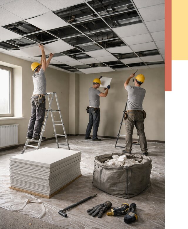 Демонтаж потолка Армстронг в Еманжелинске от 4622 руб. быстро и недорого | ОТДЕЛОЧНИК-Мнж