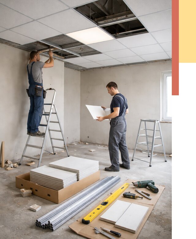 Монтаж потолка армстронг в Еманжелинске от 4622 руб/м2 — быстрая установка под ключ | ОТДЕЛОЧНИК-Мнж