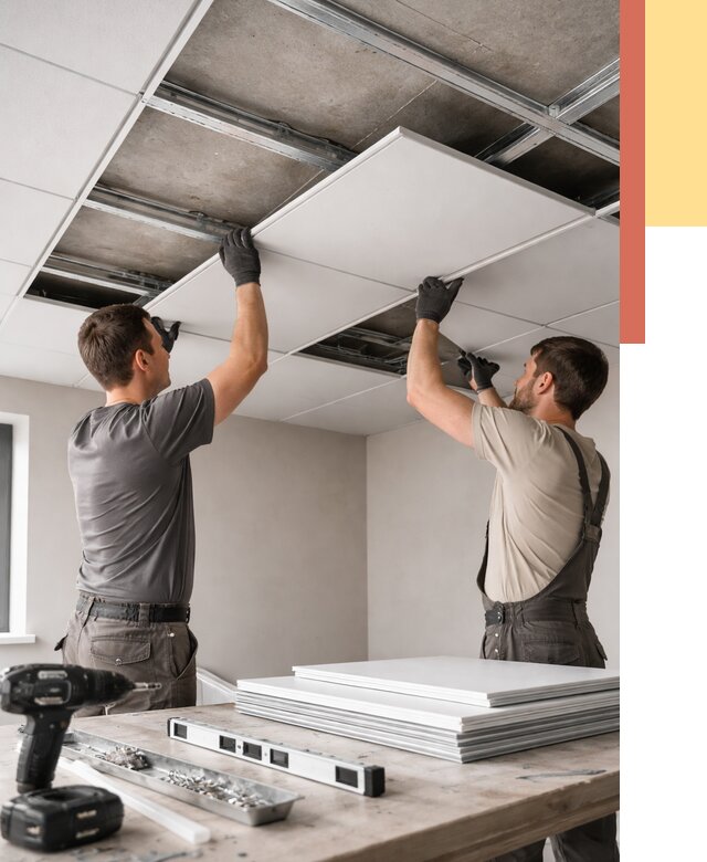 Монтаж кассетного потолка в Еманжелинске от 4622 руб/м2 — установка и сборка | ОТДЕЛОЧНИК-Мнж