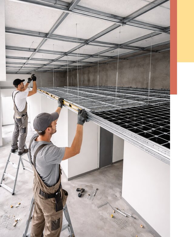 Монтаж потолка грильято в Еманжелинске от 462 руб./м² — быстрая сборка под ключ | ОТДЕЛОЧНИК-Мнж