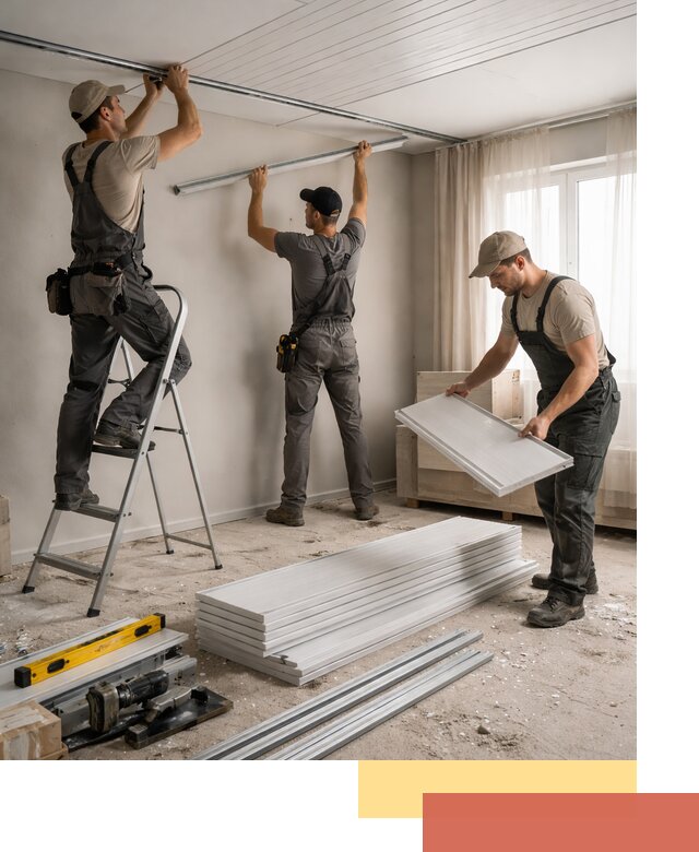 Монтаж потолка из ПВХ панелей в Еманжелинске оперативно и качественно