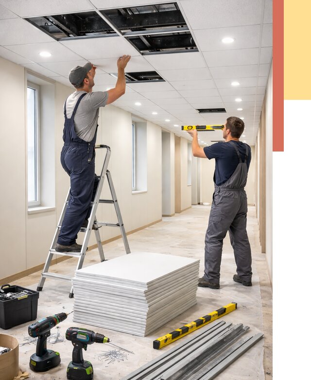 Ремонт потолка Армстронг в Еманжелинске от 4622 руб. — быстро и недорого | ОТДЕЛОЧНИК-Мнж