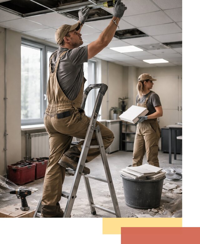 Ремонт потолка Армстронг и замена плит в Еманжелинске