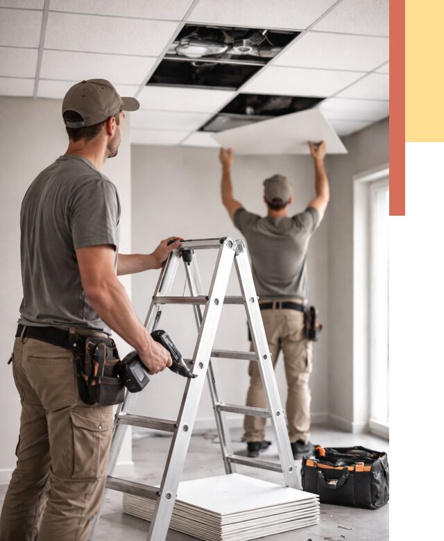 Обслуживание подвесного потолка в Еманжелинске от 3595 руб. — быстро и недорого | ОТДЕЛОЧНИК-Мнж