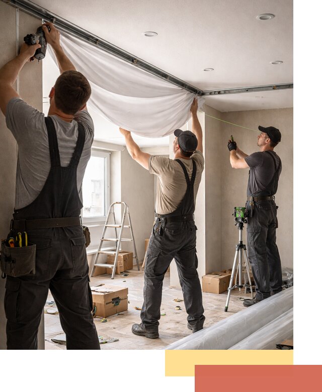 Монтаж парящего натяжного потолка под ключ в Еманжелинске