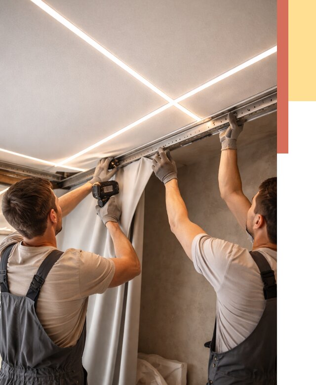 Монтаж натяжного потолка со световыми линиями в Еманжелинске от 1233 руб. | ОТДЕЛОЧНИК-Мнж