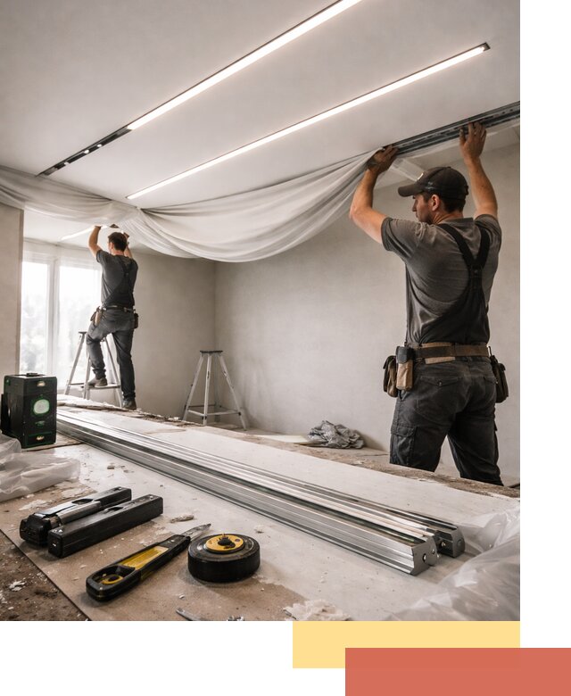 Монтаж натяжных потолков со световыми линиями в Еманжелинске