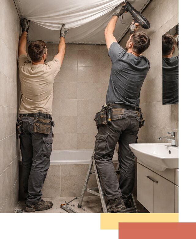 Монтаж натяжного потолка в ванной в Еманжелинске быстро и качественно